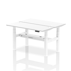 Air Back-to-Back 1400 x 600mm Height Adjustable 2 Person Bench Desk White Top CP White Frame