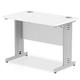 Impulse 1000 x 600mm Straight Desk White Top White Cable Managed Leg