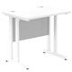 Impulse 800 x 600mm Straight Desk White Top White Cantilever Leg