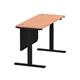 Air 1400 x 600mm Height Adjustable Desk Beech Top Cable Ports Black Leg With Black Steel Modesty Panel