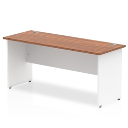 Impulse Panel End 1600/600 Rectangle Desk Walnut Top White Panels Ref TT000097