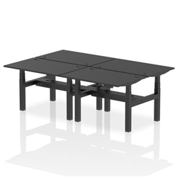 Air Back-to-Back 1200 x 800mm Height Adjustable 4 Person Bench Desk Black Top CP Black Frame
