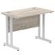 Impulse 1000 x 600mm Straight Desk Grey Oak Top Silver Cantilever Leg