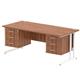 Impulse 1800 x 800mm Straight Desk Walnut Top White Cantilever Leg 2 x 3 Drawer Fixed Pedestal