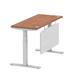 Air 1400 x 600mm Height Adjustable Desk Walnut Top Cable Ports Silver Leg With Silver Steel Modesty Panel