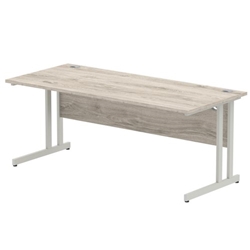 Impulse 1800 x 800mm Straight Desk Grey Oak Top Silver Cantilever Leg