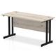 Impulse 1400 x 600mm Straight Desk Grey Oak Top Black Cantilever Leg