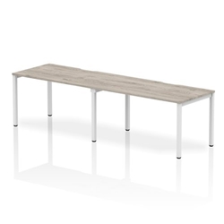 Evolve Plus 1400mm Single Row 2 Person Desk Grey Oak Top White Frame