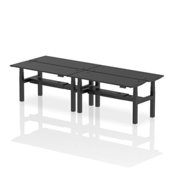 Air Back-to-Back 1600 x 600mm Height Adjustable 4 Person Bench Desk Black Top CP Black Frame