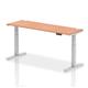 Air 1800 x 600mm Height Adjustable Desk Beech Top Cable Ports Silver Leg