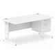 Impulse 1600 x 800mm Straight Desk White Top White Cable Managed Leg 1 x 2 Drawer Fixed Pedestal