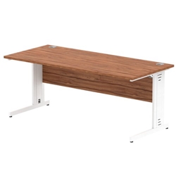 Impulse 1800/800 Rectangle White Cable Managed Leg Desk Walnut