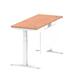 Air 1400 x 600mm Height Adjustable Desk Beech Top Cable Ports White Leg With White Steel Modesty Panel