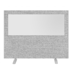 Impulse Plus Clear Half Vision 1200/1600 Floor Free Standing Screen Light Grey Fabric Light Grey Edges