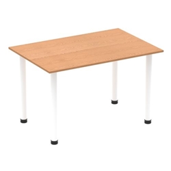 Impulse 1200mm Straight Table Oak Top White Post Leg