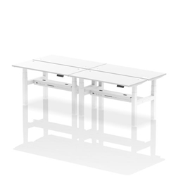 Air Back-to-Back 1400 x 600mm Height Adjustable 4 Person Bench Desk White Top CP White Frame
