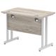 Impulse 1000 x 600mm Straight Desk Grey Oak Top Silver Cantilever Leg