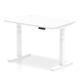 Air 1200 x 800mm Height Adjustable Desk White Top Cable Ports White Leg