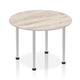 Impulse 1000mm Round Table Grey Oak Top Brushed Aluminium Post Leg