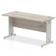 Impulse 1400 x 600mm Straight Desk Grey Oak Top Silver Cable Managed Leg