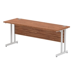 Impulse 1800/600 Rectangle Silver Cantilever Leg Desk Walnut