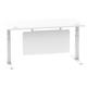 Air 1600 x 800mm Height Adjustable Desk White Top Cable Ports White Leg With White Steel Modesty Panel