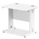 Impulse 800 x 600mm Straight Desk White Top White Cable Managed Leg