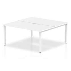 B2B White Frame Bench Desk 1600 White (2 Pod)