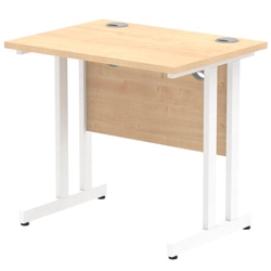 Impulse 800 x 600mm Straight Desk Maple Top White Cantilever Leg