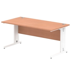 Impulse 1600/800 Rectangle White Cable Managed Leg Desk Beech