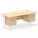 Impulse 1600 x 800mm Straight Desk Maple Top White Cable Managed Leg 1 x 2 Drawer 1 x 3 Drawer Fixed Pedestal