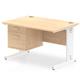 Impulse 1200 x 800mm Straight Desk Maple Top White Cable Managed Leg with 1 x 2 Drawer Fixed Pedestal