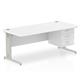 Impulse 1800 x 800mm Straight Desk White Top Silver Cable Managed Leg 1 x 3 Drawer Fixed Pedestal