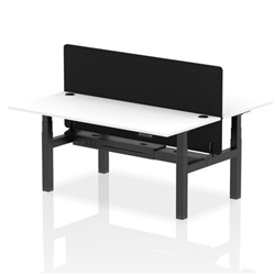 Air Back-to-Back 1800 x 800mm Height Adjustable 2 Person Bench Desk White Top CP Black Frame with Black Straight Screen