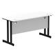 Impulse 1400 x 600mm Straight Desk White Top Black Cantilever Leg