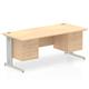 Impulse 1800 x 800mm Straight Desk Maple Top Silver Cable Managed Leg 1 x 2 Drawer 1 x 3 Drawer Fixed Pedestal