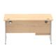 Impulse 1400 Rectangle Silver Cant Leg Desk MAPLE 1 x 2 Drawer Fixed Ped