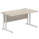 Impulse 1400 x 800mm Straight Desk Grey Oak Top Silver Cantilever Leg
