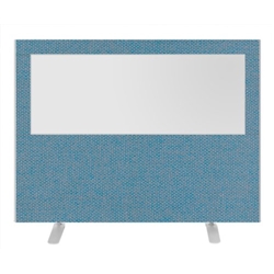 Impulse Plus Clear Half Vision 1200/1600 Floor Free Standing Screen Sky Blue Fabric Light Grey Edges