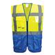 Portwest Warsaw Hi Vis Contrast Executive Vest S Yellow/Royal (Pack of 10)