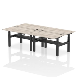 Air Back-to-Back 1400 x 800mm Height Adjustable 4 Person Bench Desk Grey Oak Top CP Black Frame