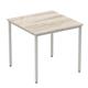 Impulse 800mm Straight Table Grey Oak Top Silver Box Frame Leg