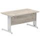 Impulse 1400 x 800mm Straight Desk Grey Oak Top Silver Cable Managed Leg