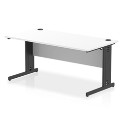 Impulse 1600 x 800mm Straight Office Desk White Top Black Cable Managed Leg