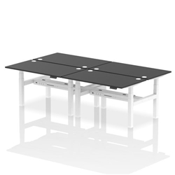 Air Back-to-Back 1400 x 800mm Height Adjustable 4 Person Bench Desk Black Top CP White Frame