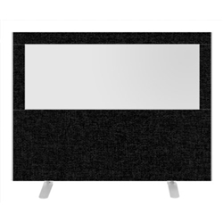 Impulse Plus Clear Half Vision 1200/1600 Floor Free Standing Screen Black Fabric Light Grey Edges