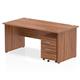 Impulse 1600 x 800mm Straight Desk Walnut Top Panel End Leg with 2 Drawer Mobile Pedestal