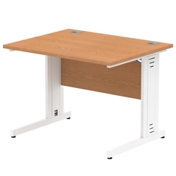 Impulse 1000/800 Rectangle White Cable Managed Leg Desk Oak