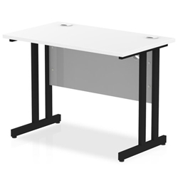 Impulse 1000 x 600mm Straight Desk White Top Black Cantilever Leg