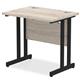 Impulse 800 x 600mm Straight Desk Grey Oak Top Black Cantilever Leg